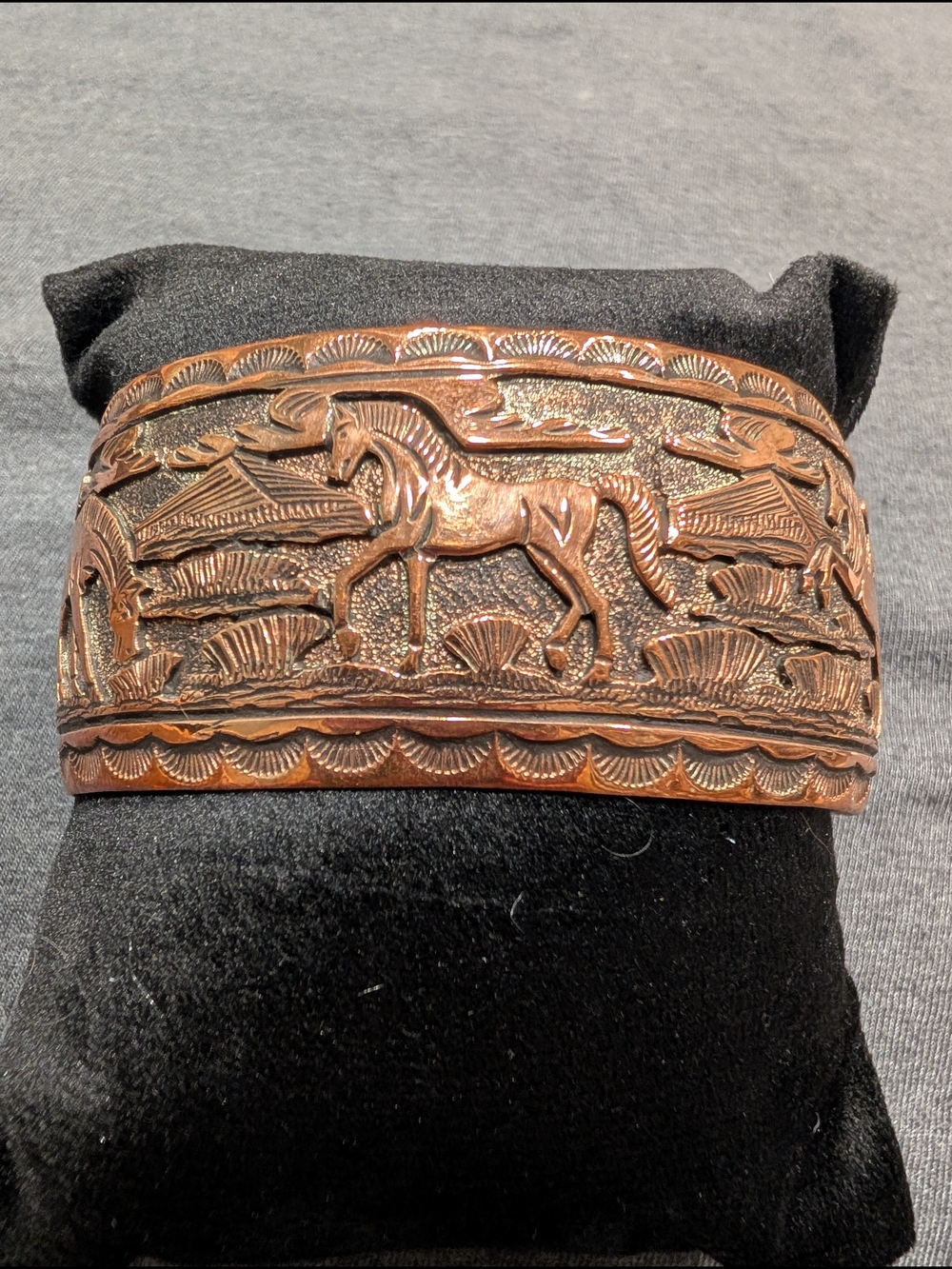 Copper Horse Story Teller Cuff Bracelet - Navajo Made